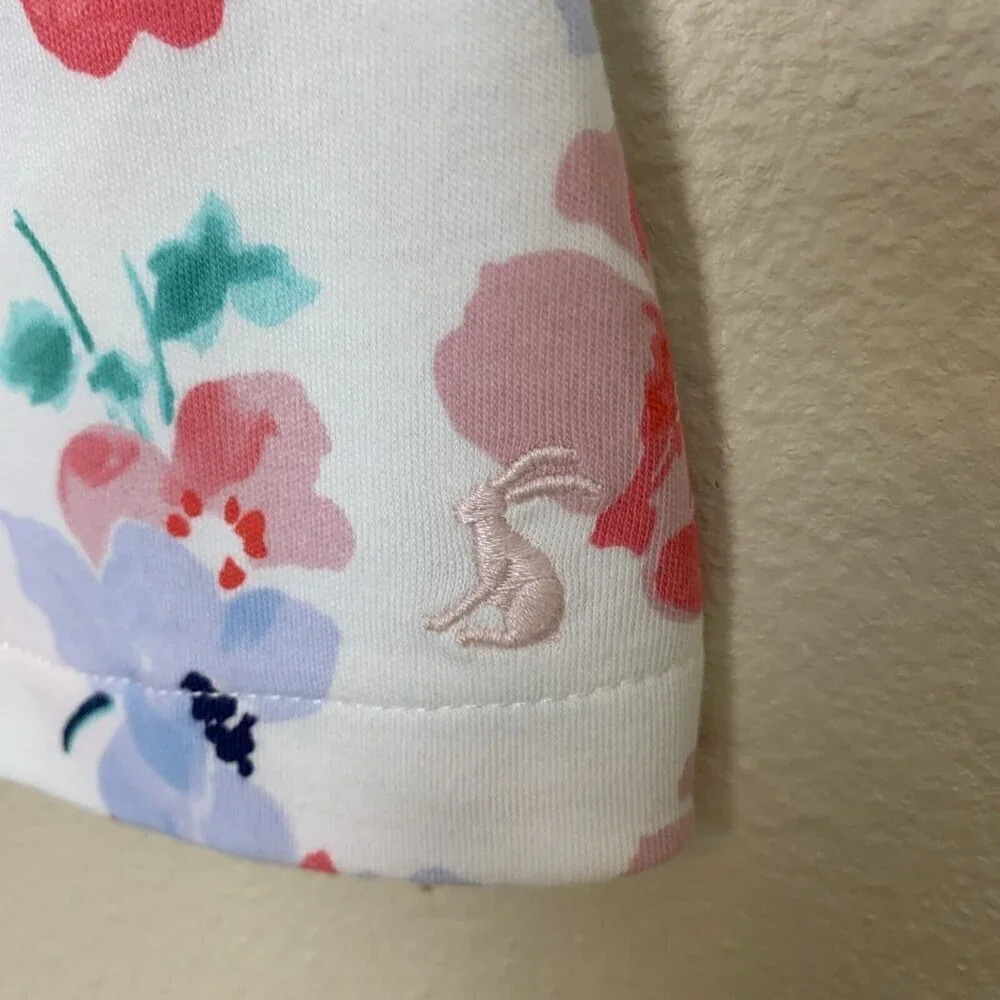 Joules Short Sleeve Knit Dress Floral White Colorful Preppy Girls 9-12 Months - Picture 5 of 13